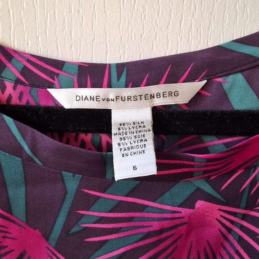 Diane‎ vonFurstenberg Size 6 Neon Vibrant Palm Leaf Elegant Cocktail 100% Silk - Picture 4 of 6